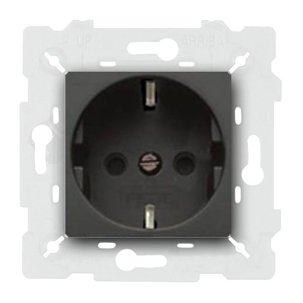  Розетка с заземлением и со шторками, винтовые клеммы Fede Vintage Porcelain Черный (в сборе)